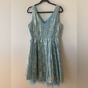Scott Light Blue Dress with Gold Floral dress